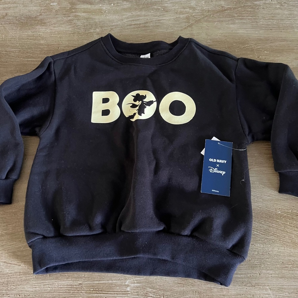 NEW Old Navy Kids 5T Disney Halloween Mickey Mouse Witch Boo Sweatshirt Black